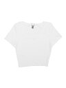 Allegra K Tシャツ サマー クロップ トップス カットソー 無地 ベーシック スクープネック 半袖 ニット レディース 白い XS