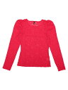 Allegra K ブラウス シースルー 総レース パフスリーブ 長袖 シャツ オフィス トップス 着痩せ エレガント ゴージャス レディース ホットピンク M(4)