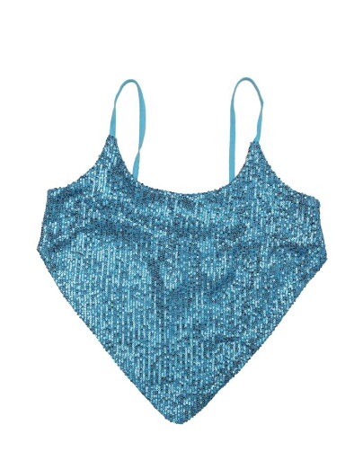 Allegra K クロップキャミトップ スパンコール ストラップ クリスクロスバックレス パーティー レディース ブルー XS Allegra K クロップキャミトップ スパンコール ストラップ クリスクロスバックレス パーティー レディース ブルー XS