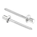 ブラインドリベット 304ステンレス鋼 プルリベットコア 装飾リベット シルバートーン 直径4 mm グリップ長さ7 mm 100個