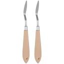 パレットナイフ ステンレス鋼 小さな先のとがったヘラ ペインティングパレットナイフ 木製ハンドル付き 油彩 アクリル キャンバス ミキシング スプレッディング用 No.19 幅8.5mm 2本入り