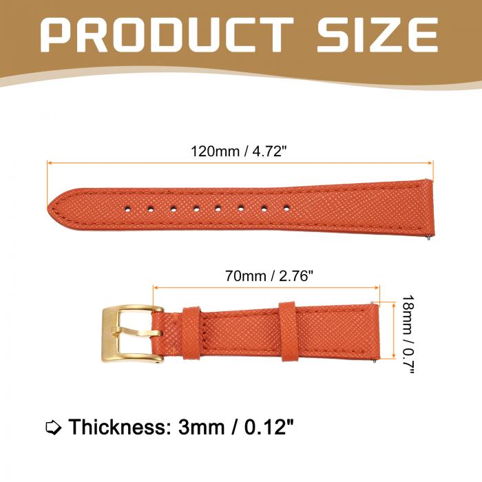 メンズ レディース 交換用 腕時計バンド 18mm クイックリリース ステンレススチール ゴー ルドバックル オレンジ