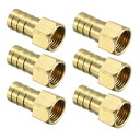 バーブホース継手 12mmルバーブx 1/4 PTメス 真ちゅう ゴールドトーン 6個入り