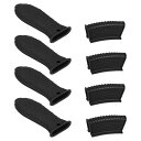 8個セットの鋳鉄スキレットハンドルカバー シリコン製ホットハンドルホルダー 鋳鉄スキレットやメタルパン用の滑り止め耐熱ポットハンドルカバー(黒色)