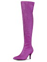 Allegra K ニーハイブーツ ロングブーツ キラキラ ピンヒール スチレット レディース パープル 25.5 cm