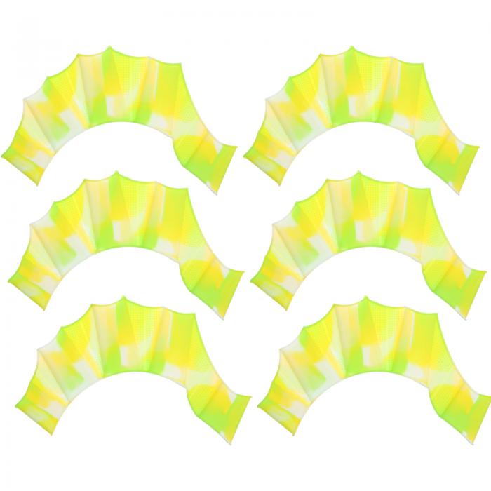 PATIKIL シリコン製 水泳手袋 3ペア ウェブ付きスイムグローブ フィンガーフロッグタイプ 耐水ギア 水泳トレーニング用 緑トーン Lサイズ