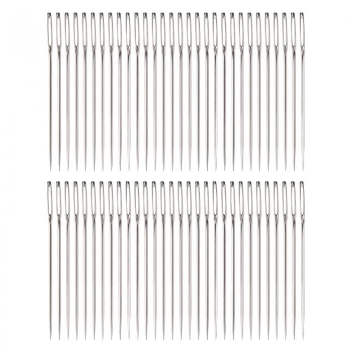 大きな目縫い針 ミシン針 ステンレス鋼 革針 刺繍針 糸編み手ミシン針 46 mm 500個