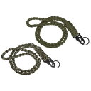 PATIKIL 長さ55cm パラコード ネックバンド キーホルダー 2個入り 編組ストラップ フッククリップ&キーホルダー付き アウトドア活動向け ブラック 迷彩