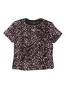 Allegra K ベルベットブラウス クラブウェア 半袖シャツ スパンコールトップ クルーネック パーティー レディース ブラックピンク S(4)