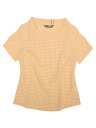 Allegra K 半袖トップス チェックブラウス カジュアルシャツ ラウンドカラー レディース アプリコット XS(4)