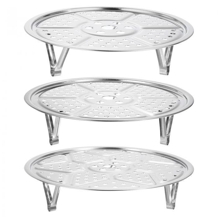 ステンレス製スチーマーラッ ク3個セット 7.9"/8.6"/9.5"の鍋用スチームトレイ スチーマー調理器具 イ..