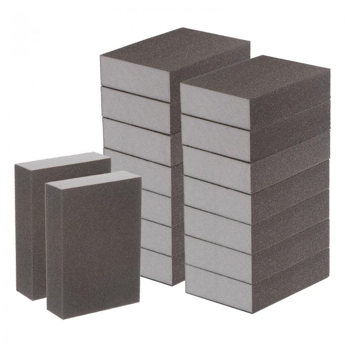 16個 サンディングスポンジブロック 500-600グリット ハンドブロック 100x70x25mm 茶色と白色