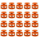 20個のプラスチックコードロック、ダブルホールスプリングトグルストッパークリップ、ドローストリング、パラコード、バッグ、衣類、手袋のひもロック交換用、オレンジ