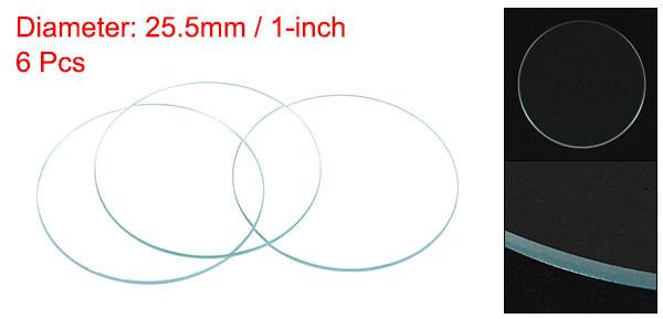 時計水晶レンズガラス ラウンド フラット 25.5mm直径 交換部品 時計メーカー修理用 クリア 6個入り