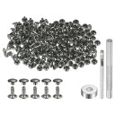 100セット レザーリベット 8 x 7mm メタルダブルキャップリベットスナップスタッズファスナーと3個の設置ツール レザークラフトDIY修理装飾用 ブロンズ