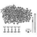 100セット レザーリベット 8 x 6mm メタルダブルキャップリベットスナップスタッドファスナーと3個の設置ツール レザークラフトDIY修理装飾用 シルバー...