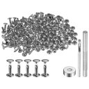 200セット レザーリベット12 x 8mm メタル製のダブルキャップリベットスナップスタッドファスナーと3個の取り付けツール レザークラフトDIY修理装飾用 ...