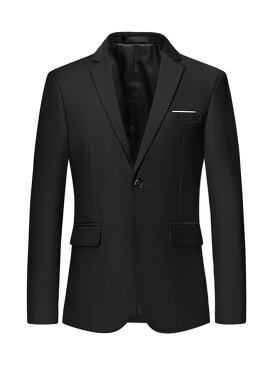 ソウテン Lars Amadeus ウエディングスーツジャケット ドレスブレザー スポーツコート 軽量 スリムフィット フォーマル メンズ ブラック M