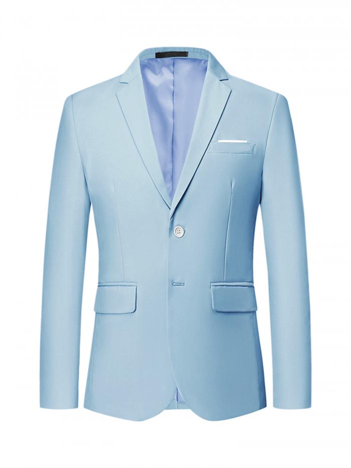 Lars Amadeus ウエディングスーツジャケット ドレスブレザー スポーツコート 軽量 スリムフィット フォーマル メンズ ブルー S