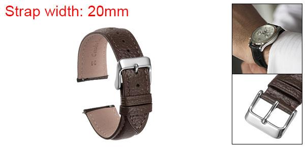 本物 レザーウォッチバンド 20mm フラットクイック交換用牛革ウォッチストラップ エレガントなメンズレディースウォッチストラップ ステンレスバックルクラスプ付き クラシックスマートウォッチ用 茶色