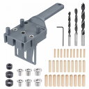 ハンドヘルドウッドダウエルジグガイドセット 6 mm 8 mm 10 mm 木製ドリルビット ドリルストップ レンチ付き 木製ノックピン グレー 38合1セット