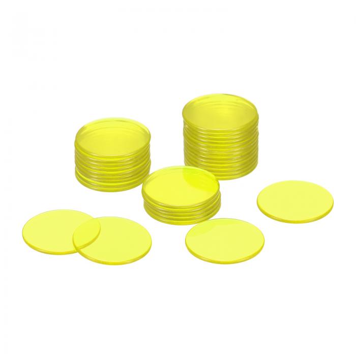 PVCゲームチップ カウント 再生 マーカー用 クラフトプロジェクト 透明イエロー 外径19 mm 75個