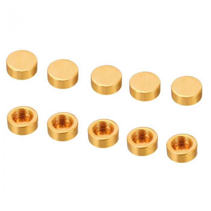 PATIKIL M10 15x6 mm ランプフィニアルキャップノブ 10個 フラットねじキャップナットボルトカバー メスねじ 照明器具の装飾 シャンパンゴールド その1
