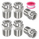 M METERXITY 表面洗浄チップ 6個パック - 15度 1/4" NPT オス 高圧洗浄機ノズル クリーナーノズル交換用 ステンレススチール シーリングテープ付き ウォーターガンに適用 (1.449mmオリフィス)