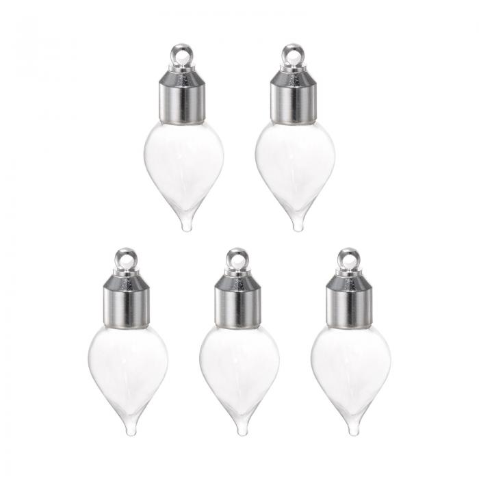 名前を付けたお米 ガラス瓶ペンダント 水滴の形 ねじ蓋ペンダント 透明バイアル ネックレス吊り下げ 願..