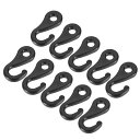 キャンプスナップフック プラスチックバックル クリップアクセサリー テントキャノピー用 ブラック 穴の内径6.5 mm 30個(4)