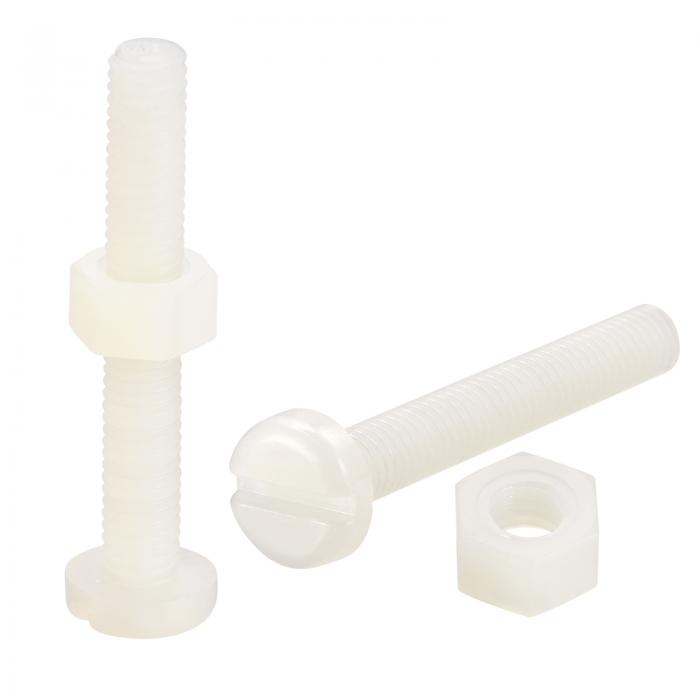 ねじナットの品揃え なべ頭ねじ 六角ナット ナイロン 機械用 電子機器用 M5x35mm ホワイト 20ペア入り