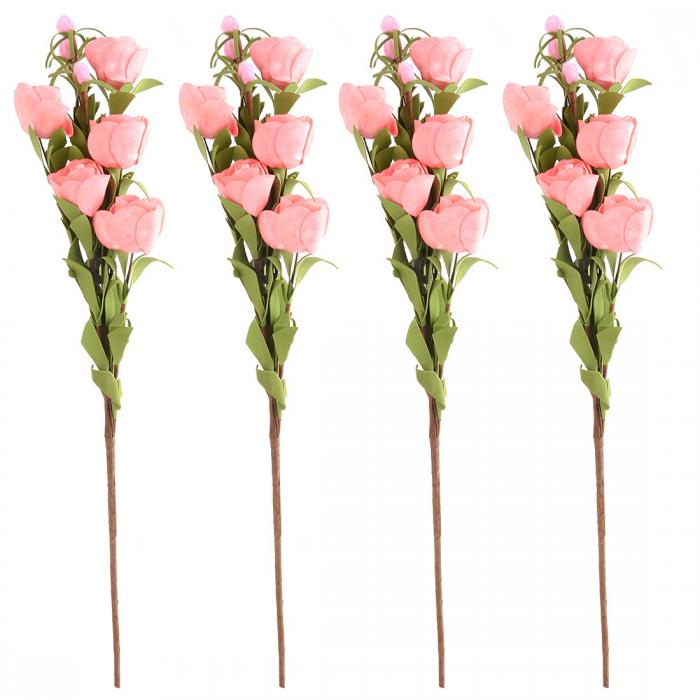 造花 インテリア 人工花 ウェディング アクセサリー フクシア DIYブライダルブーケ 理想的な装飾 ピンク 4個入り