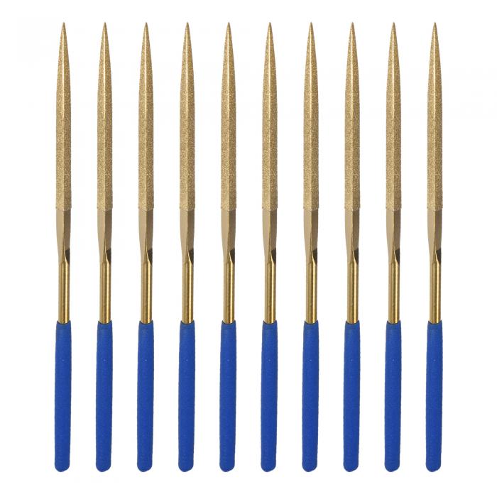 砥石ヤスリセット チタニウムコート 5mm x 180mm 三角形ヤスリ メタル 木 石 グラス用 10個入