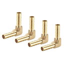 バーブ真鍮ホース継手?6mm?90度?エルボパイプコネクタ?カプラーチューブアダプター?4個