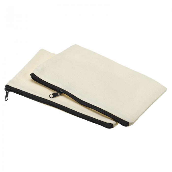 キャンバスジッパーポーチ ブランクジップ DIYバッグ 筆入れ プレーン クラフト 収納ポケット 旅行整理アクセサリー用 ブラック 4個