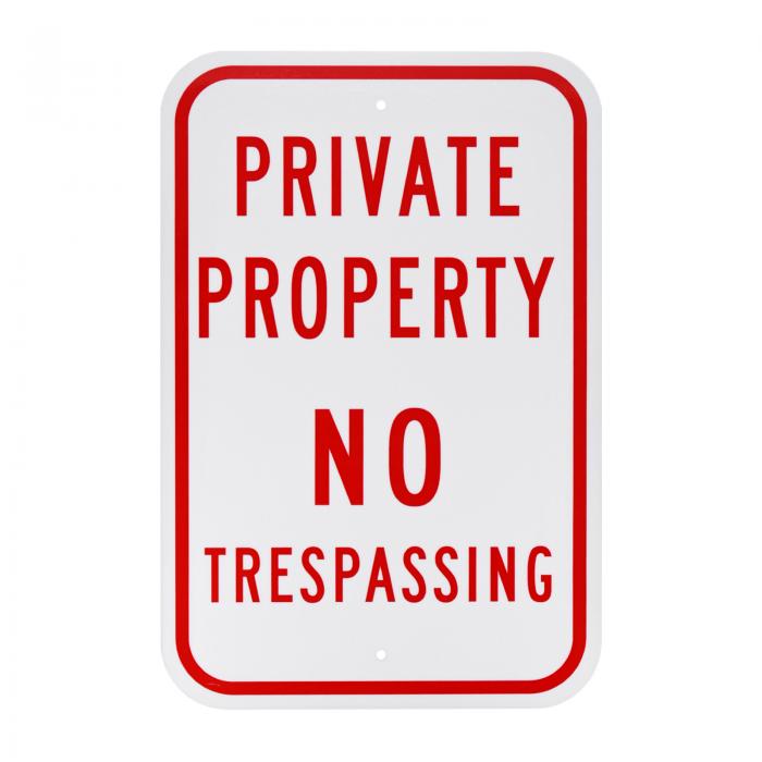 M METERXITY 1パックの私有地 - 立ち入り禁止サイン 14 x 10インチの錆びない無許可入場サイン ビジネス用防水アルミ反射サイン 中庭/プール用[赤地に白]