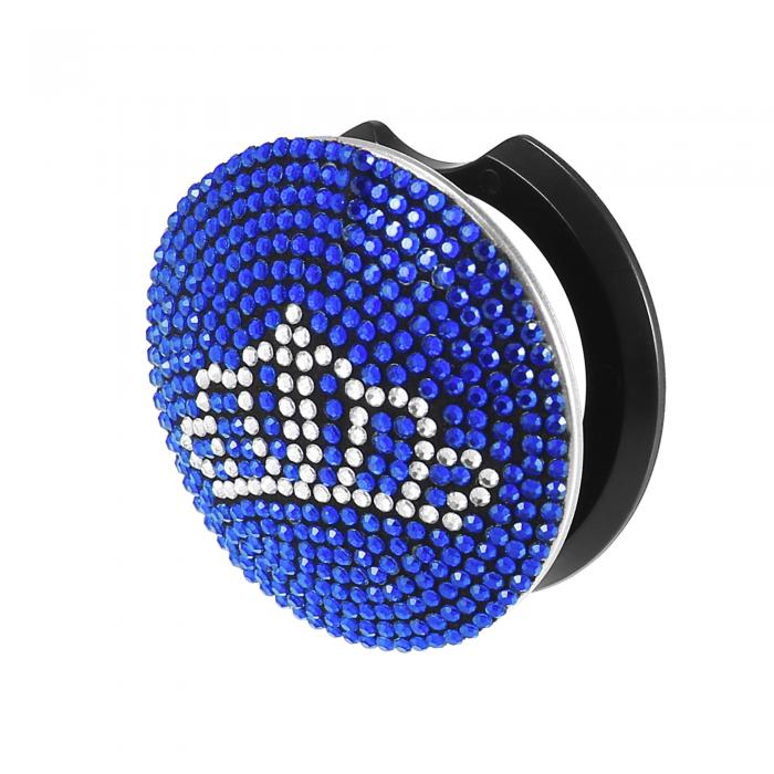 X AUTOHAUX カースタートストップエンジンボタンカバー クラウンパターンブリンブリン ブルー ラインストーン アンチスクラッチ ユニバーサル装飾リング 点火保護カバー