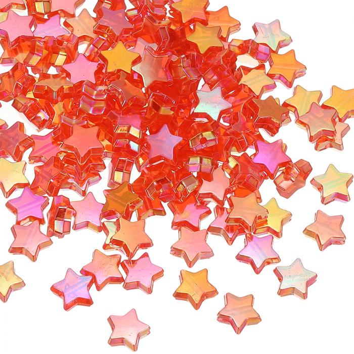 PATIKIL 11mm 水晶 スタービーズ 200個 スタービーズ アクリルスペーサービーズ スター型装飾ペンダント 宝石作り ブレスレット ネックレス DIY クラフト用 レッド