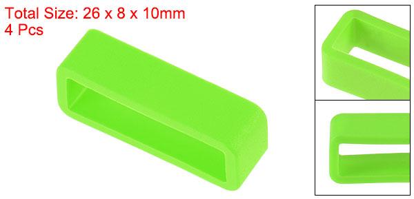時計バンドストラップループ ゴム 交換用ファスナーリング シリコーン時計ホルダーキーパー 22mm幅時計バンド グリーン 4個入り