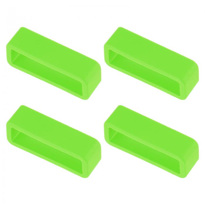 時計バンドストラップループ ゴム 交換用ファスナーリング シリコーン時計ホルダーキーパー 22mm幅時計バンド グリーン 4個入り