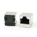 RJ45ジャック 8ピン 垂直取り付け PCB ジャックメスコネクタ プラスチック 2個入り