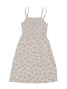 Allegra K 花柄ワンピース ストラップ スモックポケット ドレス レディース ベージュ XL(4)