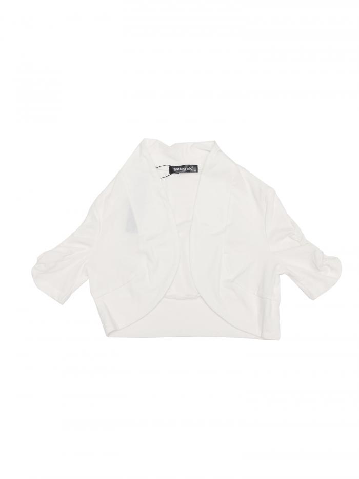 Allegra K 半袖ボレロ 前開きカーディガン 無地 シュラッグ シャーリング クロップド 通勤 日常 レディ..