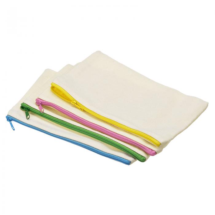 キャンバスジッパーポーチ ブランク DIY ジップバッグ 筆入れ オーガナイザーポケット 旅行アクセサリ..