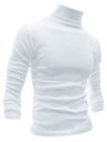 メンズ タートルネック Tシャツ ハイネック カットソー 長袖 無地 薄手 ストレッチ カジュアル ホワイト 50