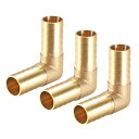 バーブ真鍮ホース継手 19mm?90度エルボパイプコネクタ?カプラーチューブアダプター?3個