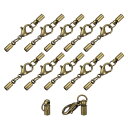 10セット3 mmのレザーコードエンドキャップとロブスタークローフック DIY用のバケット終端子 ブロンズトーン