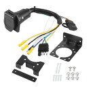 X AUTOHAUX トレーラー配線アダプターセット 4ウェイフラット-7ウェイ デュアル出力 取付金具付き 車両サイド