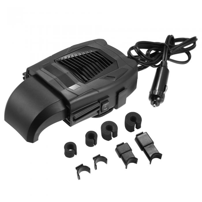 車のヒーターファン 自動ファンヒーター 機能高速加熱 シガーライタープラグ付 自動車 SUV トラック トレーラー用 12V 150W 暖房 冷房 2合1 ポータブル 電子 ブラック