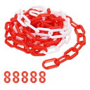 PATIKIL 赤/白プラスチックチェーン 10フィート6mm安全バリアチェーン クラウドコントロール 列線 駐車場 フェンス ゲート コンサート 建設現場 装飾用